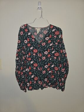 Matilda Jane Black Floral V-Neck Long Sleeve Blouse